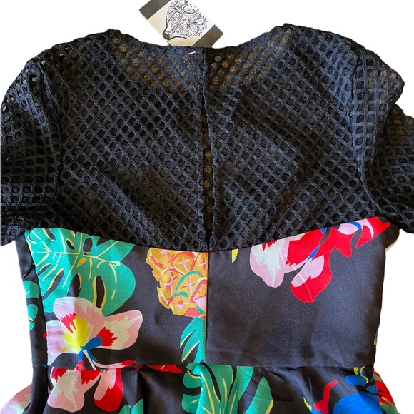 Floral Colorful Mesh Peplum Top - Picture 10 of 11